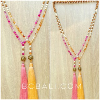 ceramic glass beads colorful necklace tassels free shipping 40 pieces